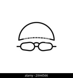 Contour de vecteur de signe de logo de lunettes de natation en couleur noire et blanche Illustration de Vecteur