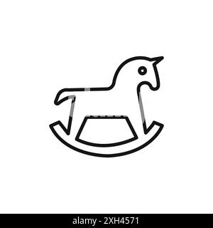 Icône de chaise à bascule de cheval jouet logo de signe vectoriel en couleur noire et blanche Illustration de Vecteur