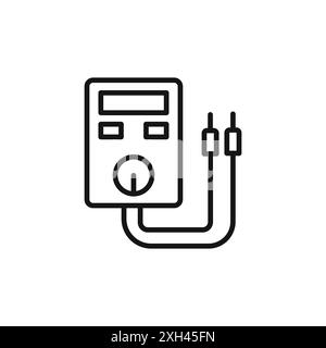 contour de vecteur de signe de logo d'icône de voltmètre en couleur noire et blanche Illustration de Vecteur