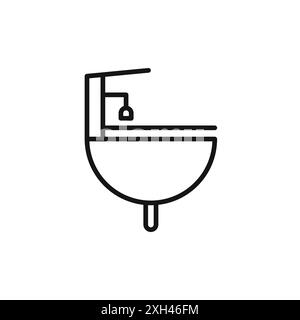 contour de vecteur de signe de logo d'icône de lavabo en couleur noire et blanche Illustration de Vecteur