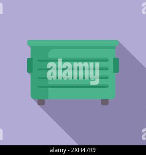 Conteneur à ordures en métal vert pour la collecte des ordures, la gestion des déchets et le recyclage Illustration de Vecteur