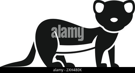 Icône simple d'un furet debout en noir et blanc Illustration de Vecteur