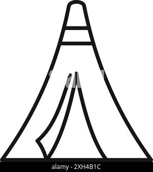 Icône de dessin de ligne simple d'une tente de tipi amérindienne Illustration de Vecteur