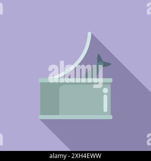 Boîte de conserve ouverte avec une queue de poisson qui dépasse, représentant des produits de poisson en conserve Illustration de Vecteur