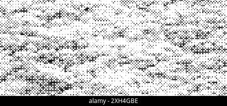 Bitmap de texture de grain pixelisée. Fond grunge tramé. Motif étincelant abstrait en pointillés. Fond d'écran de jeu vidéo. Toile de fond rétro Pixel Art. Superposition de demi-teintes de bande dessinée. Vecteur d'effet de tacheture noire Illustration de Vecteur