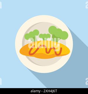 Délicieux riz omelette servi dans une assiette, parfait pour un déjeuner ou un dîner satisfaisant Illustration de Vecteur