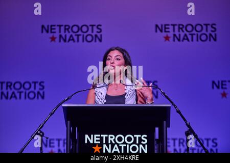 Baltimore, Maryland, États-Unis. 11 juillet 2024. Leena Barakat parle à Net Roots Nation à Baltimore, MD, le 11 juillet 2024. (Crédit image : © Dominic Gwinn/ZUMA Press Wire) USAGE ÉDITORIAL SEULEMENT! Non destiné à UN USAGE commercial ! Banque D'Images