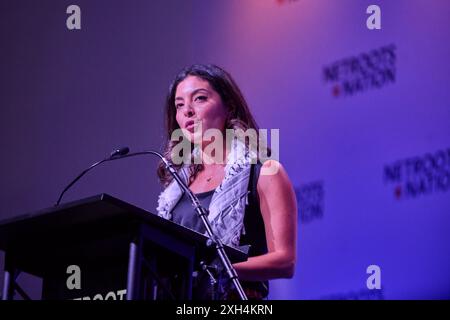 Baltimore, Maryland, États-Unis. 11 juillet 2024. Leena Barakat parle à Net Roots Nation à Baltimore, MD, le 11 juillet 2024. (Crédit image : © Dominic Gwinn/ZUMA Press Wire) USAGE ÉDITORIAL SEULEMENT! Non destiné à UN USAGE commercial ! Banque D'Images