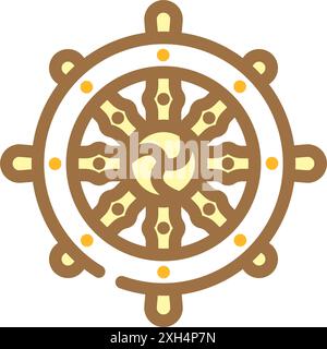 dharma wheel dharmachakra color icon vector illustration Stock Vector