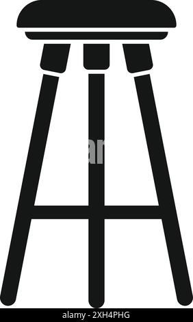 Tabouret rond simple debout sur quatre jambes, icône dans un style simple isolé sur fond blanc Illustration de Vecteur