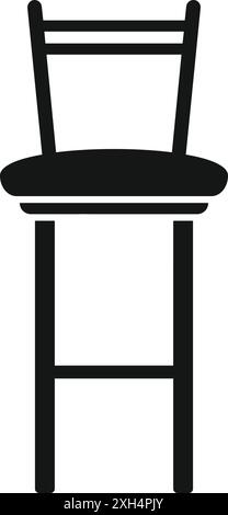 Tabouret de bar en bois haut avec siège rond debout sur fond blanc Illustration de Vecteur