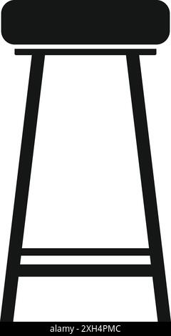 Tabouret de bar simple avec siège rond debout sur fond blanc Illustration de Vecteur
