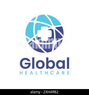 Modèle de logo de ballon technologique Global Healthcare Healthy Hospital Illustration de Vecteur