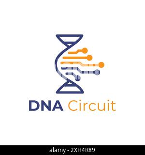 DNA circuit Technology Science Molecule Line Outline modèle de logo Illustration de Vecteur