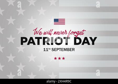 Jour du patriote, 11 septembre, souvenez-vous 9 11. Illustration des tours jumelles représentant le nombre onze. Nous n'oublierons jamais les attaques terroristes o Banque D'Images