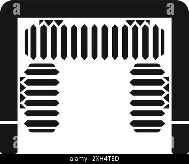 Véhicule de nettoyage automatique simple de machine de lavage de voiture utilisant l'icône de brosses rotatives dans le style solide noir Illustration de Vecteur