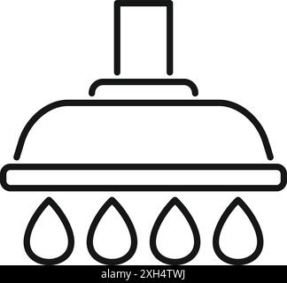 Icône minimaliste d'une pomme de douche versant de l'eau, représentant l'hygiène et les accessoires de salle de bain Illustration de Vecteur