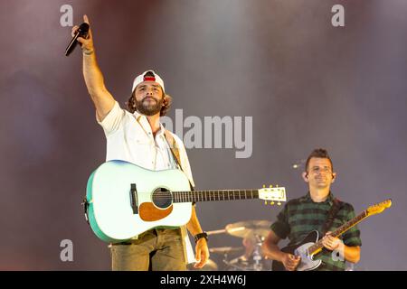 Chicago, États-Unis. 11 juillet 2024. Thomas Rhett pendant le Windy City Smokeout Music Festival au United Center le 11 juillet 2024, à Chicago, Illinois (photo de Daniel DeSlover/Sipa USA) crédit : Sipa USA/Alamy Live News Banque D'Images