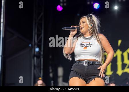 Chicago, États-Unis. 11 juillet 2024. Priscilla Block pendant le Windy City Smokeout Music Festival au United Center le 11 juillet 2024, à Chicago, Illinois (photo de Daniel DeSlover/Sipa USA) crédit : Sipa USA/Alamy Live News Banque D'Images