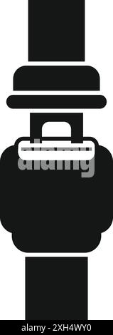 Icône noire simple d'une boucle de ceinture de sécurité attachée, représentant la sécurité de la voiture et du transport Illustration de Vecteur