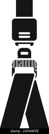 Icône de glyphe noir pour une boucle de ceinture de sécurité bouclée, soulignant l'importance de la sécurité pendant le voyage Illustration de Vecteur