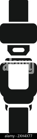 Icône noire simple d'une boucle de ceinture de sécurité de voiture attachée, représentant la sécurité et la sécurité sur la route Illustration de Vecteur