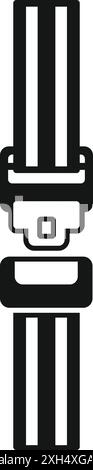 Simple icône noire et blanche d'une boucle de ceinture de sécurité attachée, représentant la sécurité de la voiture et la prévention des accidents Illustration de Vecteur