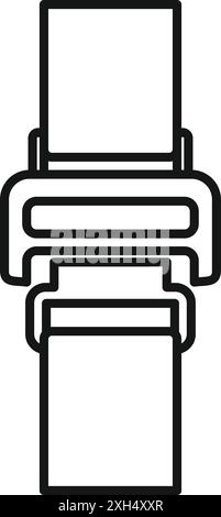 Icône noire en forme de ligne simple représentant une boucle de ceinture de sécurité attachée et protégée du danger Illustration de Vecteur