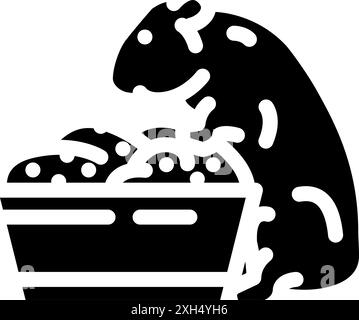 hamster avec illustration vectorielle d'icône de glyphe d'animal de compagnie de nourriture Illustration de Vecteur