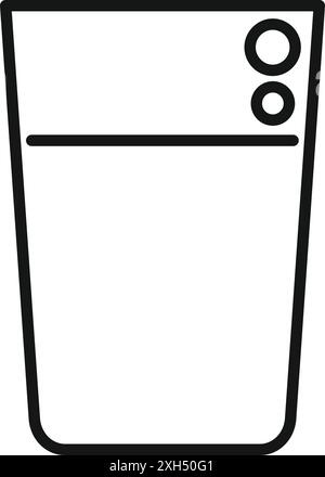 Icône simple en noir et blanc d'un lave-vaisselle électrique moderne montrant le bandeau de commande Illustration de Vecteur