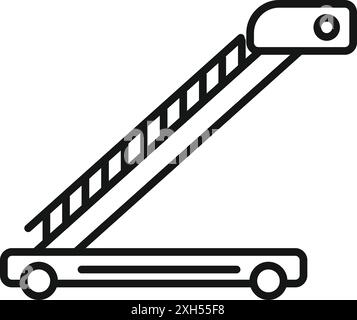 Icône de ligne simple d'une échelle d'aéroport mobile reliant un avion au sol, permettant aux passagers d'embarquer Illustration de Vecteur