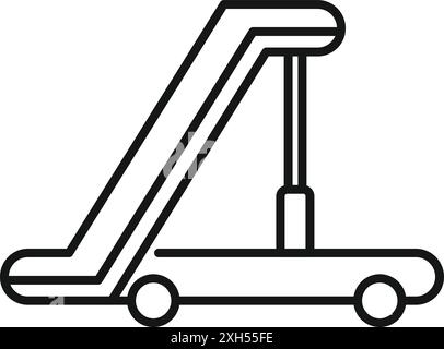 Icône de ligne simple représentant une bande transporteuse d'aéroport transportant des bagages et des marchandises entre un avion et le terminal Illustration de Vecteur