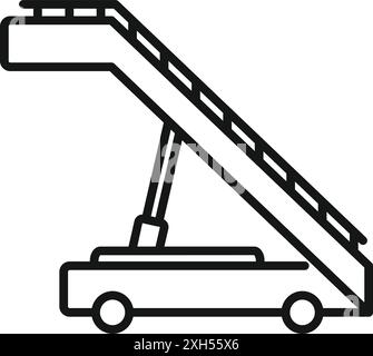 Icône de style de contour d'une rampe d'embarquement d'aéroport attendant les passagers Illustration de Vecteur