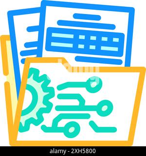 illustration vectorielle d'icône couleur de processus métier de gouvernance de données Illustration de Vecteur