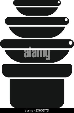 Icône noire et blanche d'une pile de récipients de stockage de nourriture avec couvercles, idéal pour stocker des restes ou préparer des repas Illustration de Vecteur