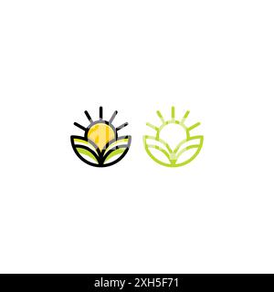 Vecteur de logo Farm Agriculture. Vecteur logo Sun Illustration de Vecteur
