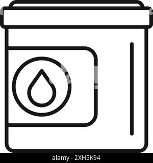 Dessin au trait d'une boîte de peinture avec un symbole de goutte d'eau, suggérant une peinture à base d'eau Illustration de Vecteur