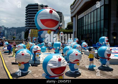 Hong Kong, Chine. 12 juillet 2024. Les installations de l'exposition Doraemon sont exposées par K11 Musea. 100% Doraemon & Friends Hong Kong Tour exposition et pop-up store débuteront du 13 juillet au 18 août. (Crédit image : © Keith Tsuji/ZUMA Press Wire) USAGE ÉDITORIAL SEULEMENT! Non destiné à UN USAGE commercial ! Banque D'Images