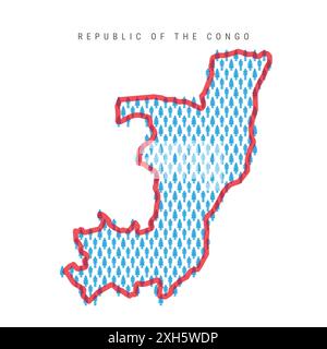 Carte de la population de la République du Congo. Stick chiffres carte du peuple congolais avec rouge rouge rouge translucide frontière du pays. Modèle d'icônes hommes et femmes. ISO Banque D'Images