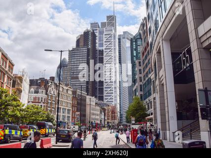 Londres, Royaume-Uni. 28 juin 2024. Vue sur Bishopsgate dans la City de Londres, le quartier financier de la capitale. Crédit : Vuk Valcic/Alamy Banque D'Images