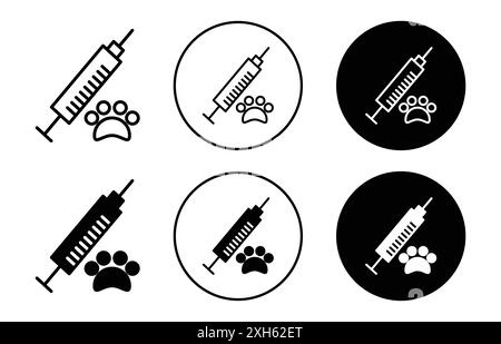 Icône d'injection d'animal symbole vectoriel ou collection d'ensemble de signes dans un contour noir et blanc Illustration de Vecteur