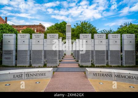 Knoxville, TN, États-Unis - 9 juillet 2022 : le Mémorial des vétérans du Tennessee oriental Banque D'Images