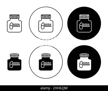 Icône de bicarbonate de soude symbole vectoriel ou collection d'ensemble de signes dans un contour noir et blanc Illustration de Vecteur