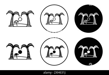 Icône de plage symbole vectoriel ou collection d'ensemble de signe dans un contour noir et blanc Illustration de Vecteur