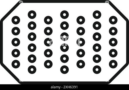 Dessin au trait représentant une plaquette thermoformée de pilules contraceptives, symbolisant la contraception et la santé reproductive Illustration de Vecteur