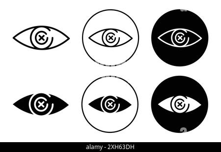 Icône d'oeil de diabète symbole vectoriel ou collection d'ensemble de signes dans un contour noir et blanc Illustration de Vecteur
