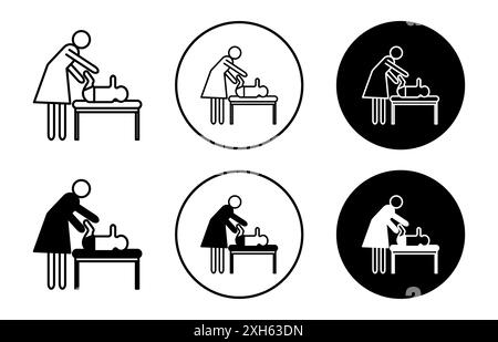 Changement d'icône de table symbole vectoriel ou ensemble d'enseignes collection dans un contour noir et blanc Illustration de Vecteur