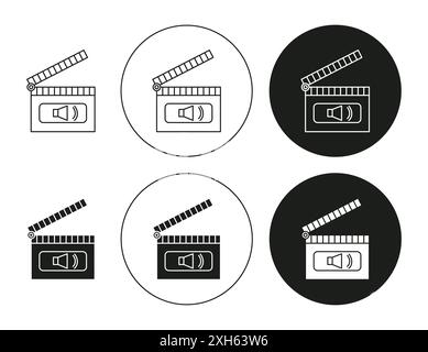 Icône d'appel de casting symbole vectoriel ou ensemble de signes collection dans un contour noir et blanc Illustration de Vecteur