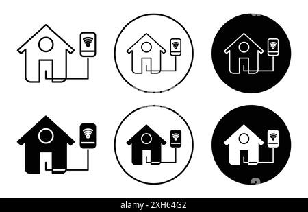 Icône de contrôle de la maison symbole vectoriel ou ensemble de signes collection dans un contour noir et blanc Illustration de Vecteur