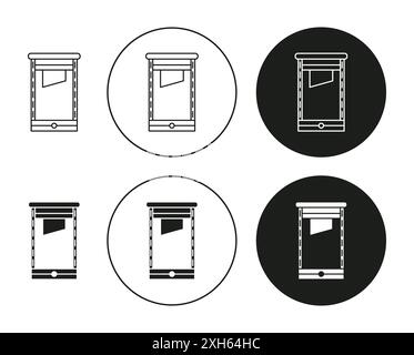 Icône guillotine symbole vectoriel ou collection d'ensemble de signes dans un contour noir et blanc Illustration de Vecteur